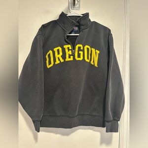 JanSport Y2K University of Oregon Ducks black quarter-zip pullover Fleece Top.